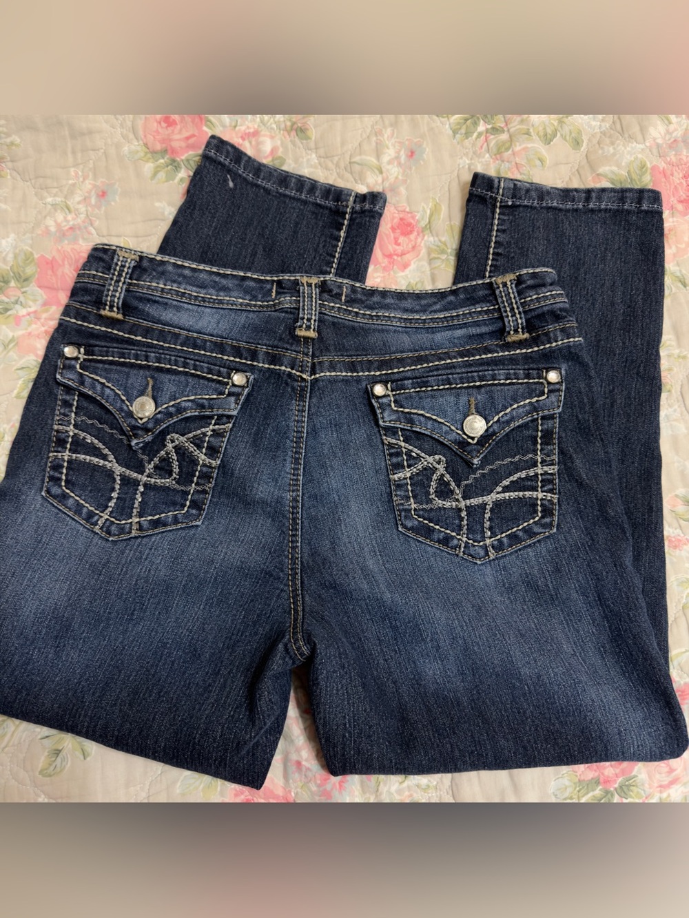 Nine West Dark Blue Bootcut Jeans with Embroidered Back Pockets